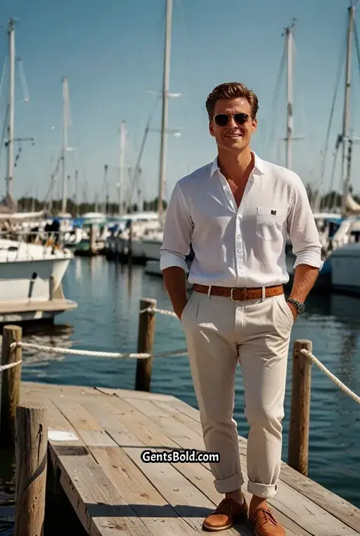 19. Linen Shirt with Roll Up Sleeves and Chinos