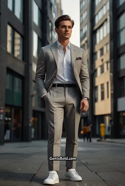 2. Casual Suit with Sneakers