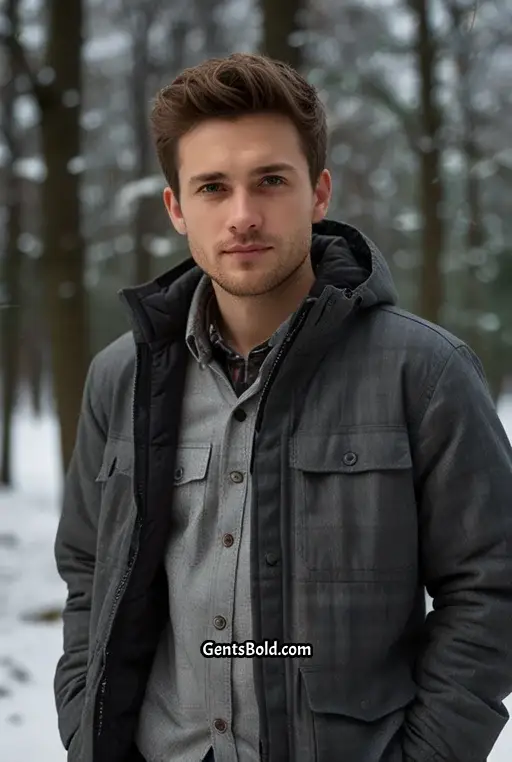 2. Layered Look with a Grey Puffer Jacket