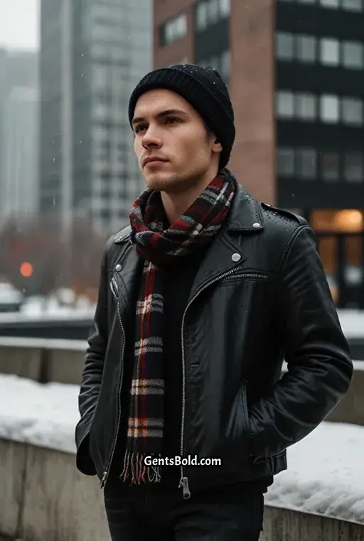 2. Urban Winter Vibes with a Plaid Scarf