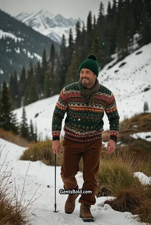 20. Fair Isle Sweater with Corduroy Pants