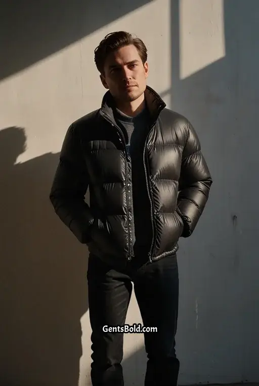 20. Minimalist Winter Look with a Black Puffer Jacket and Sweater
