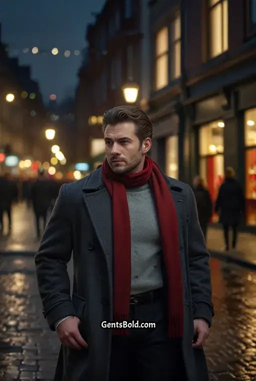 20. Smart Winter Style with a Red Scarf