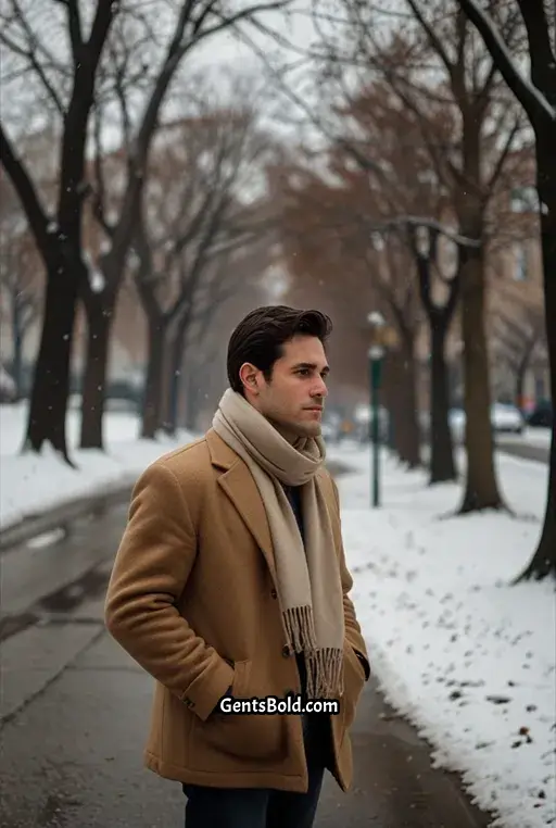 21. Casual Winter Look with a Beige Cashmere Scarf