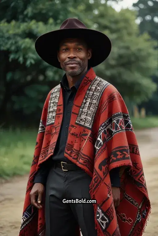 21. Oversized Poncho with Wide Brimmed Hat