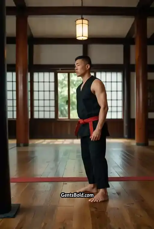 22. Black Sleeveless Shirt with Red Track Pants