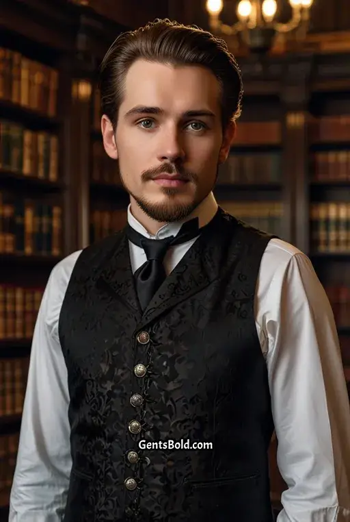 25. Tailored Waistcoat with High Collar Shirt