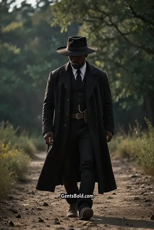 3. Black Duster Coat and Cowboy Hat