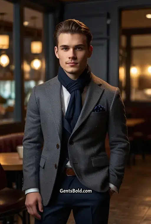 3. Smart Casual Winter Look with a Wool Scarf