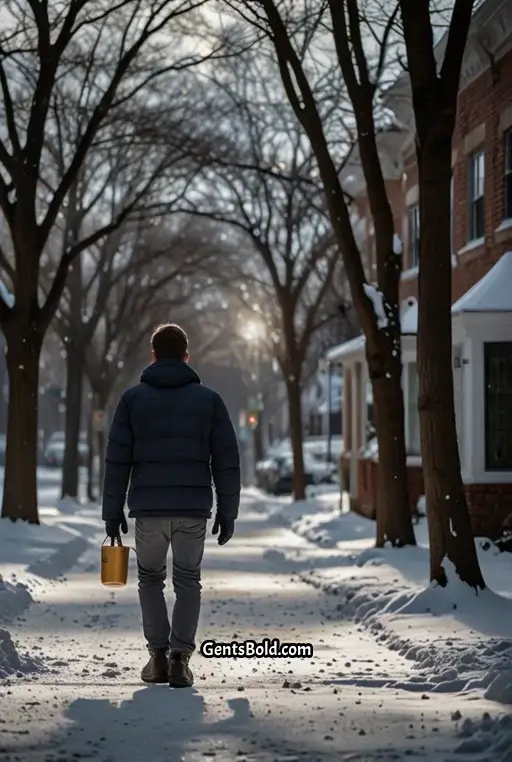 5. Casual Winter Day with a Navy Puffer Jacket