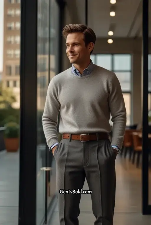 5. Crew Neck Sweater and Wool Pants
