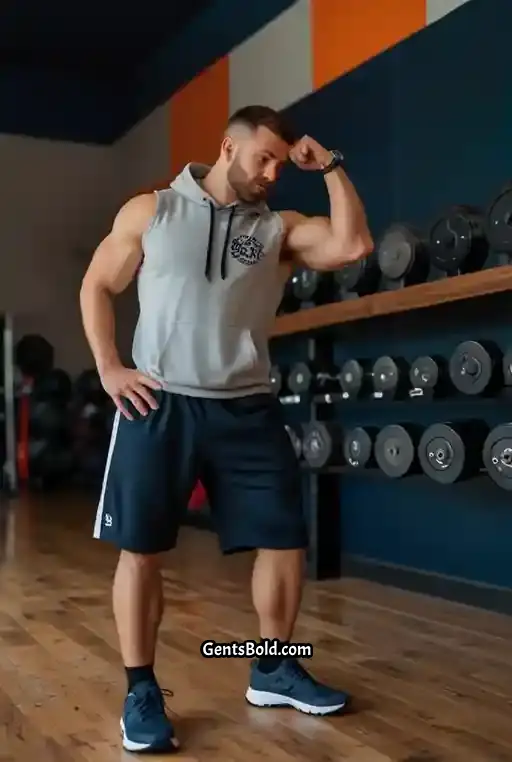 5. Grey Sleeveless Hoodie with Navy Sweatpants