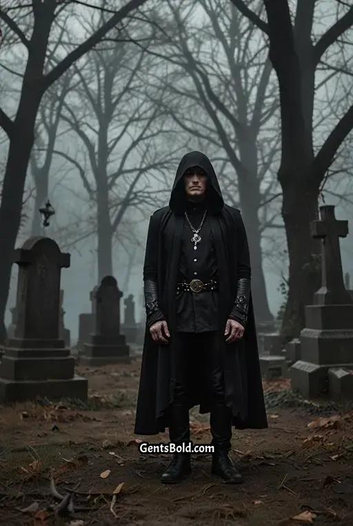 5. Hooded Cloak with Layered Accessories