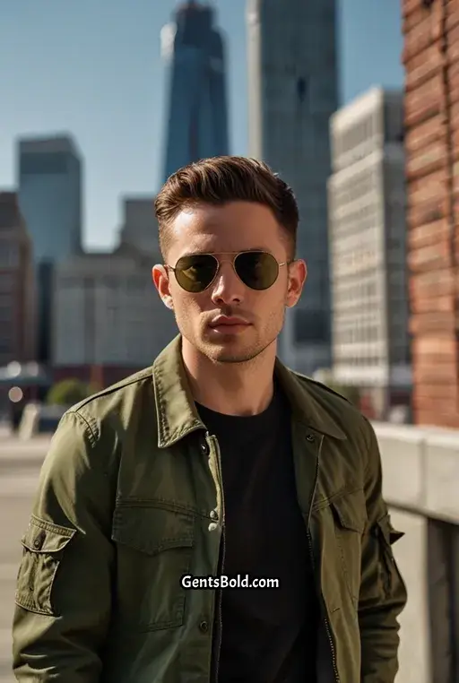 6. Olive Cargo Jacket with Black Jeans and Combat Boots