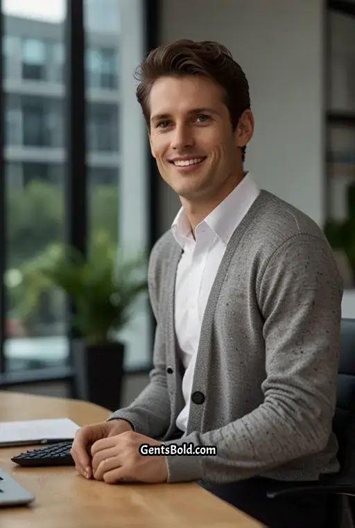 7. Gray Cardigan and Black Pants
