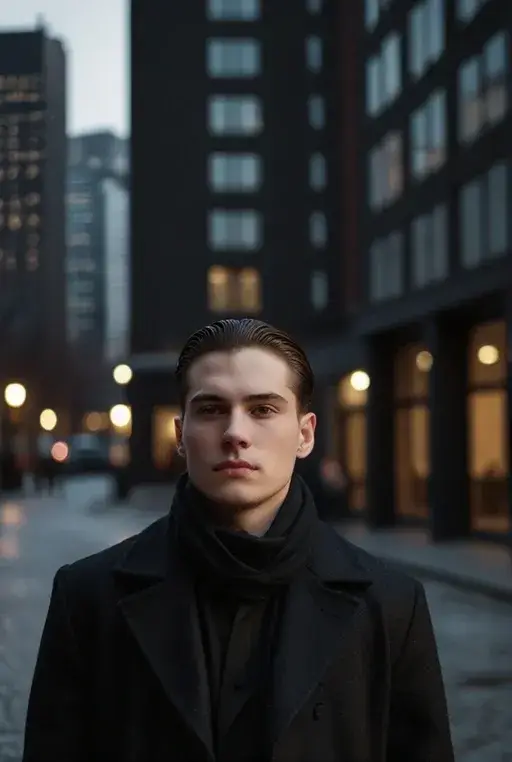 7. Minimalist Monochrome Look with a Black Scarf