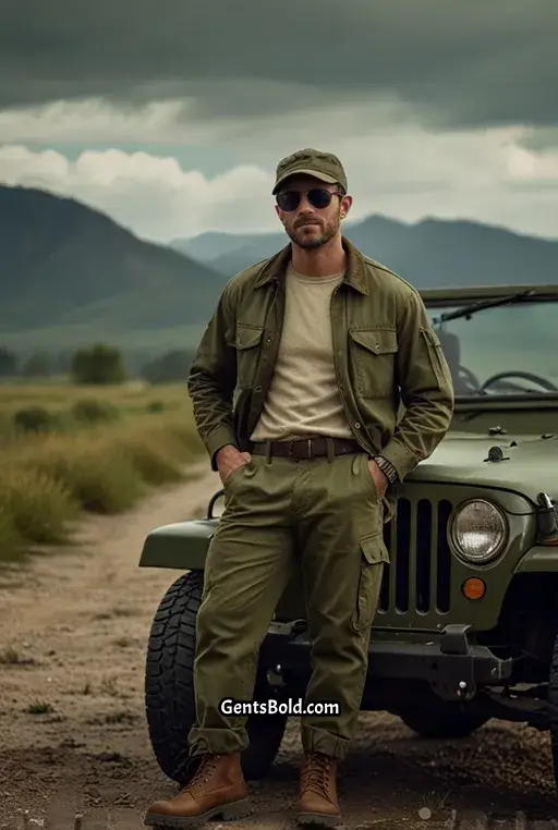 7. Olive Green Military Inspired Fit