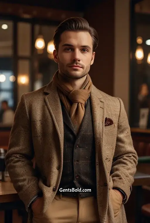 8. Brown Tweed Jacket with Slim Fit Trousers
