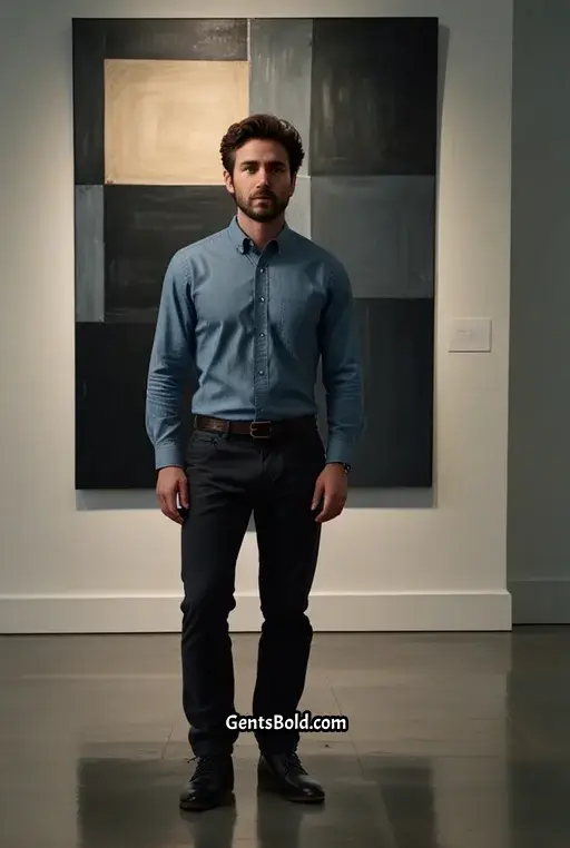 9. Denim Shirt with Dark Trousers