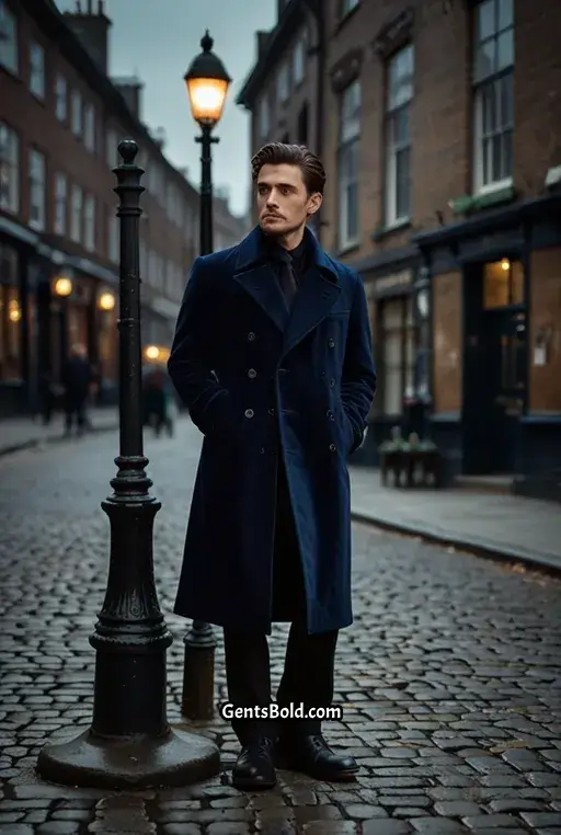 9. Double Breasted Velvet Coat with Ankle Boots