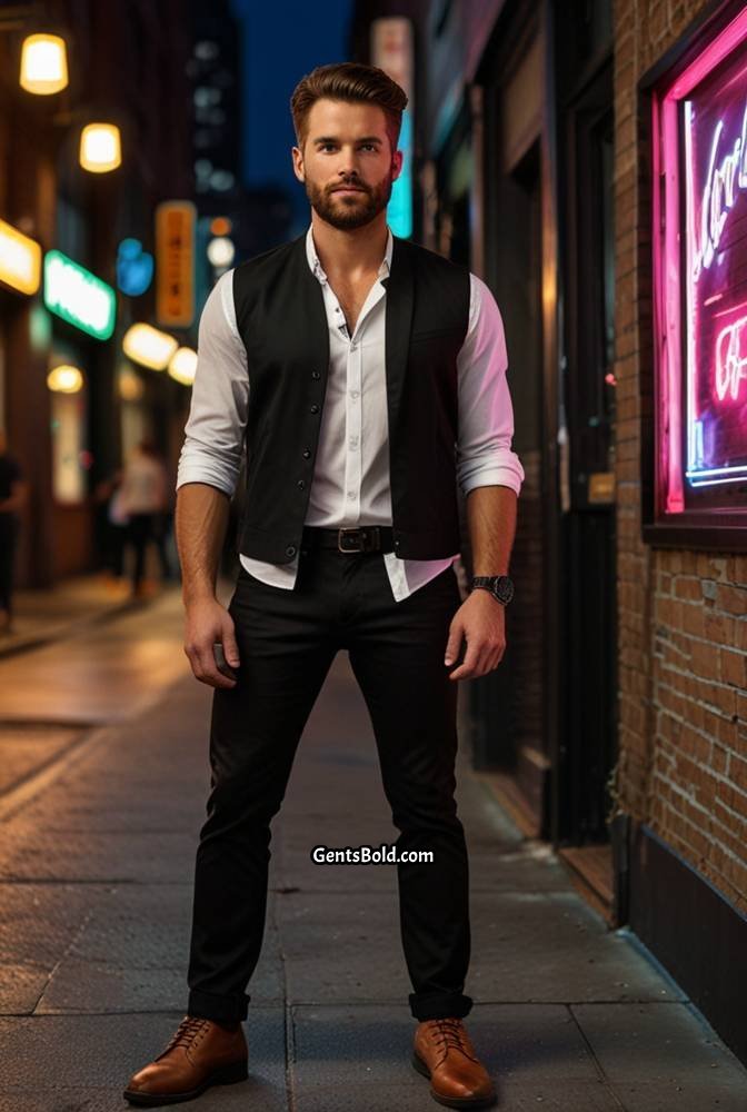 10. White Shirt with Black Slim Jeans