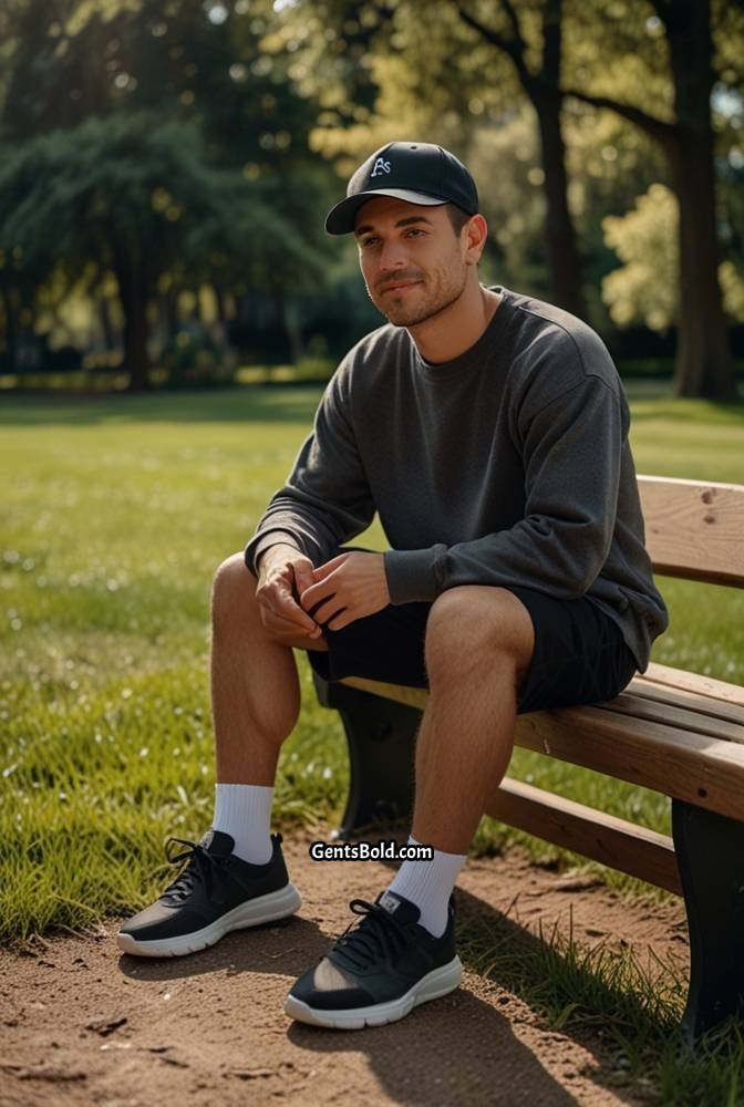 13. Charcoal Grey Sweatshirt with Black Shorts