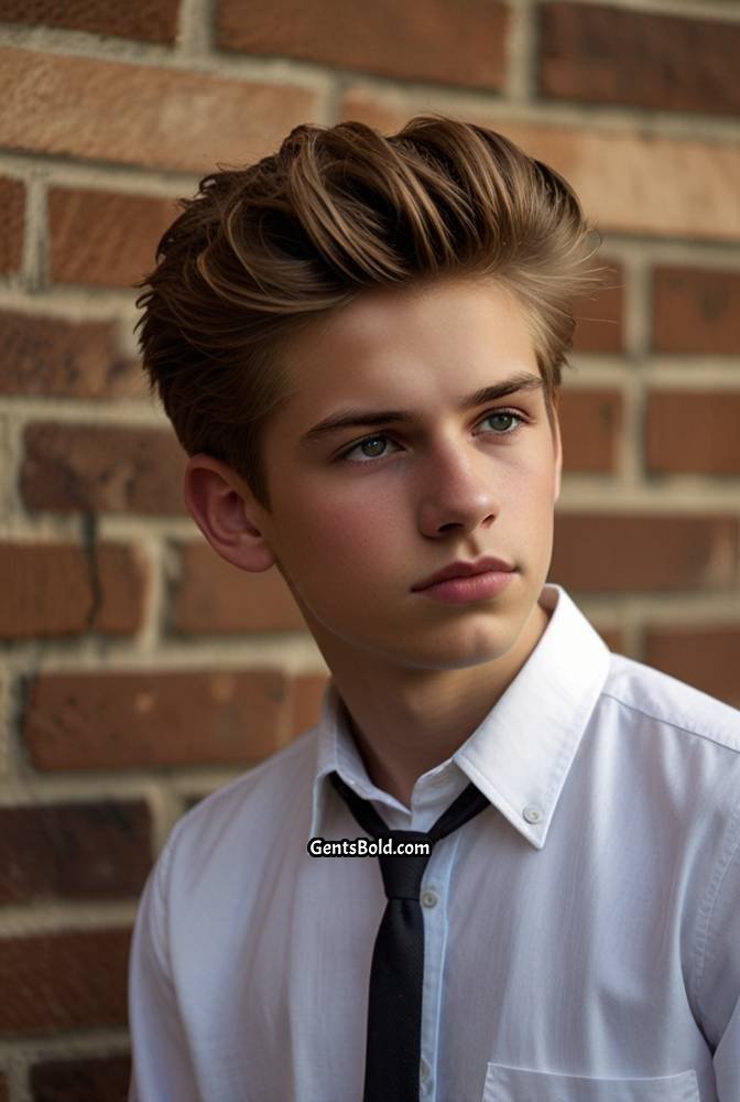 13. Textured Quiff with Tapered Sides