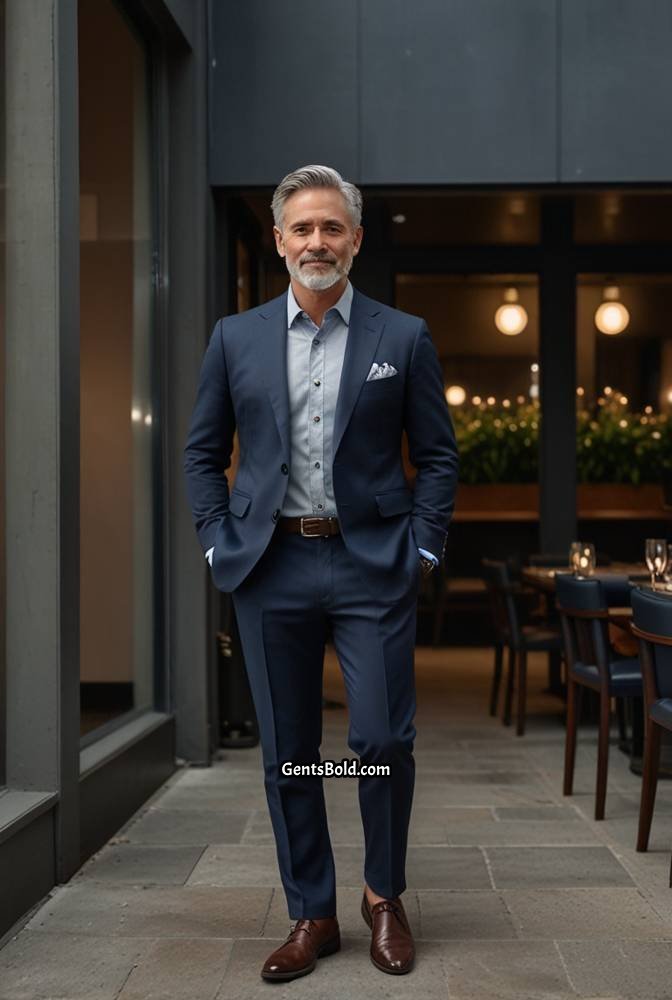 14. Navy Blazer with Grey Dress Pants