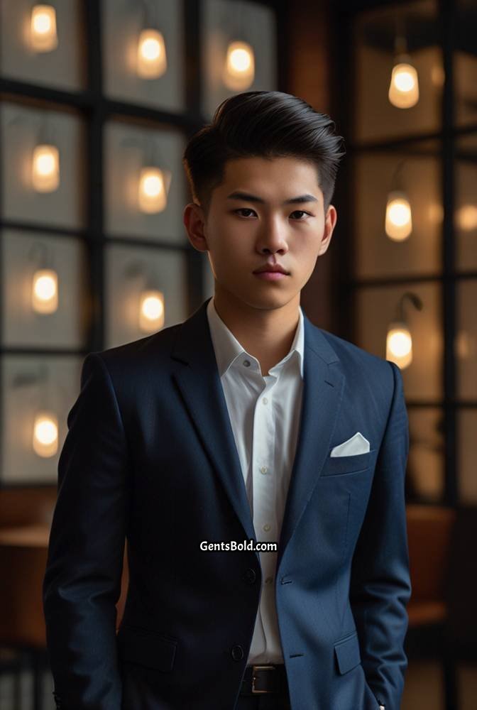 14. Side-Parted Pompadour with a Low Fade