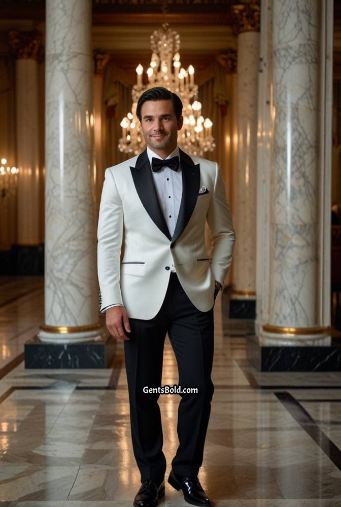 17. Ivory Blazer with Black Bow Tie