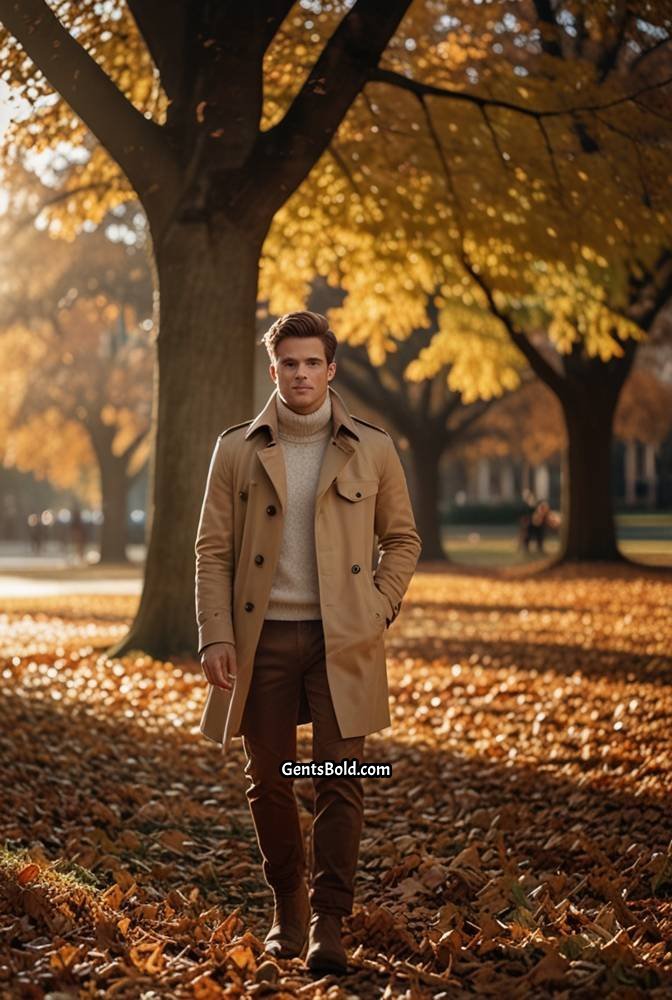 2. Brown Leather Pants with Turtleneck Sweater