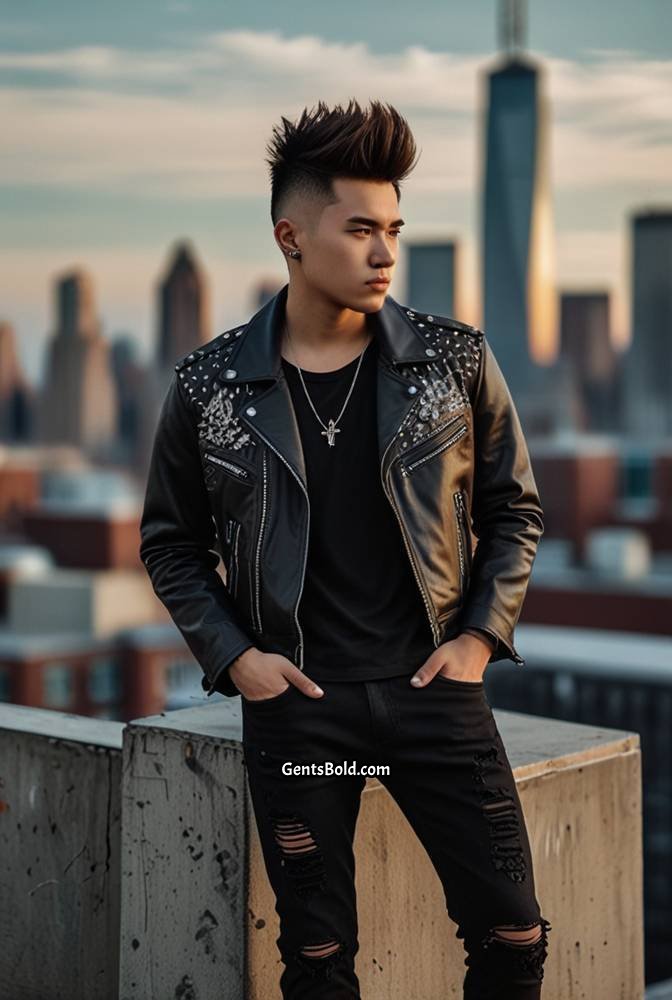 25. Sharp Faux Hawk with a Mid Fade