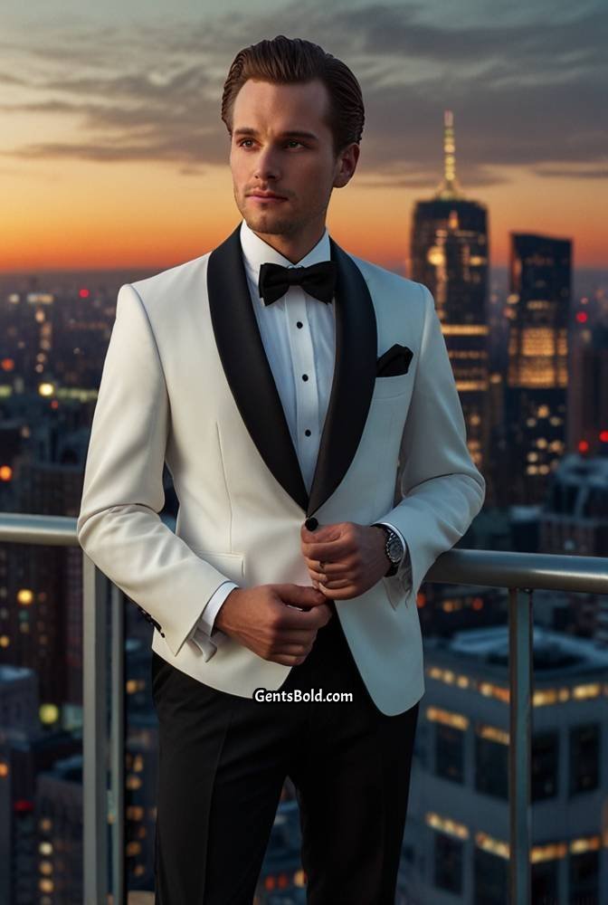 3. White Dinner Jacket with Black Bow Tie