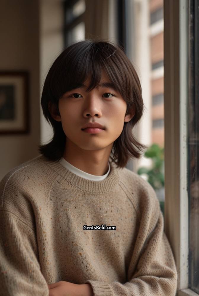 7. Long Layered Hair with Curtain Bangs