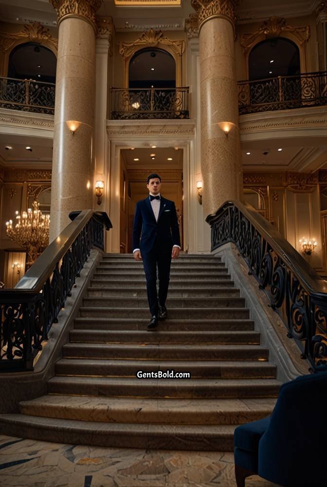 8. Midnight Blue Blazer with Silk Bow Tie
