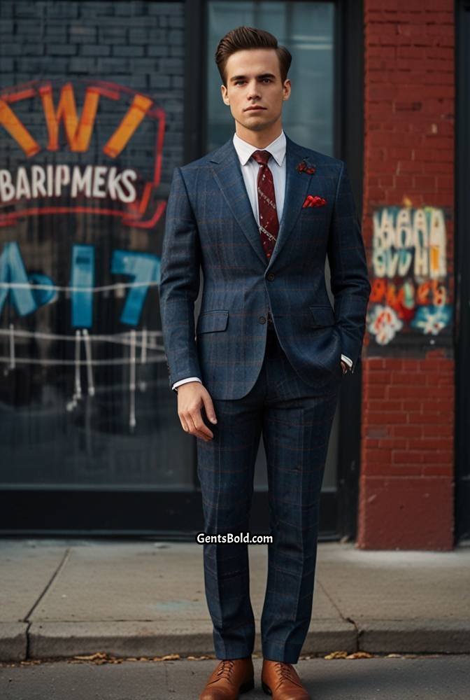9. Plaid Suit with Red Bow Tie
